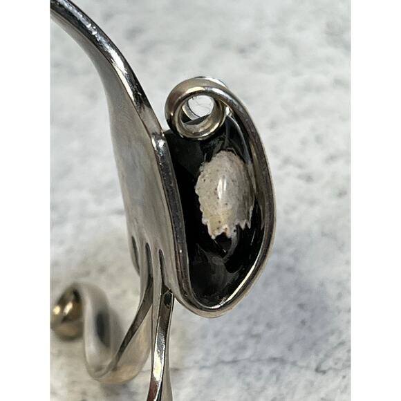 Vintage Silco Alpacca stamped made in USA fork cuff with black stone artisan - Picture 3 of 7